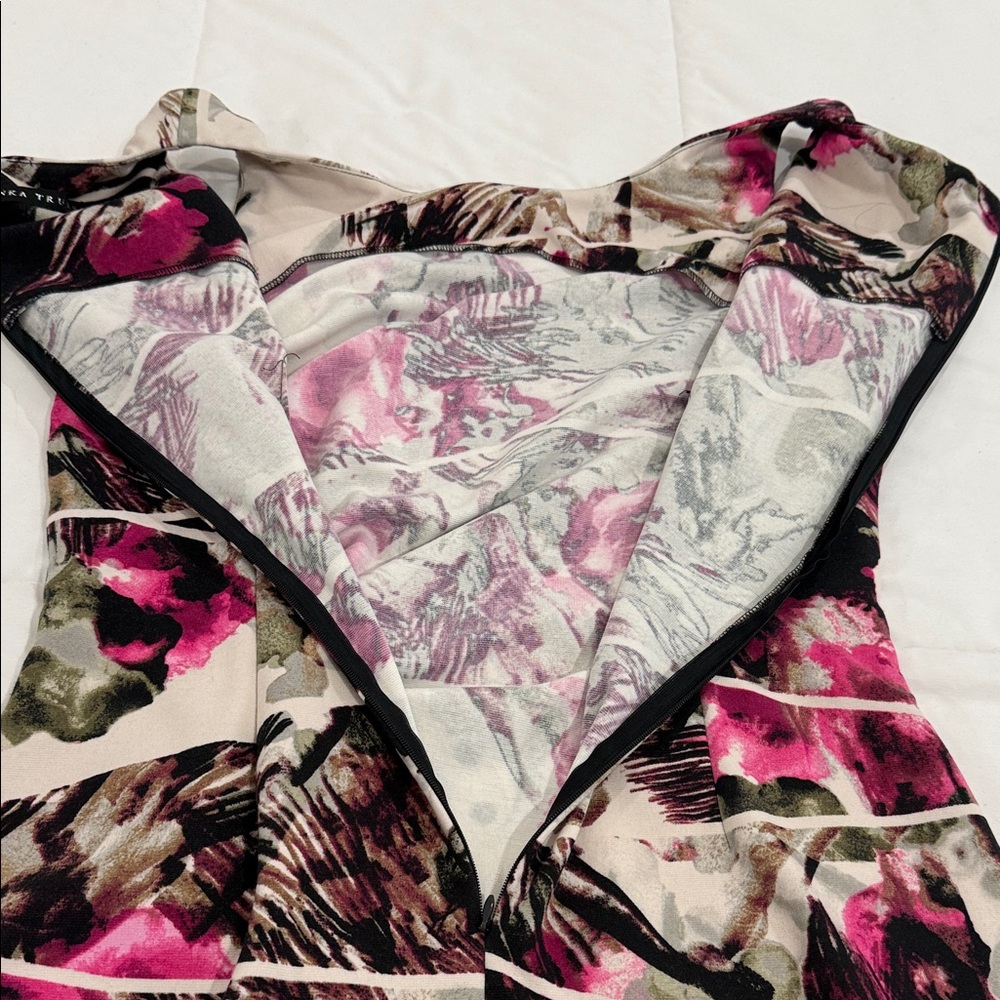 Ivanka Trump Floral Mini Dress - Pink, Black, and Cream - Picture 3 of 6